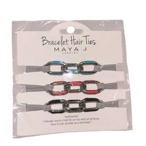 NWT Bracelet Hair Ties - Grey Elastic with Colored Chains Maya J Jewelry